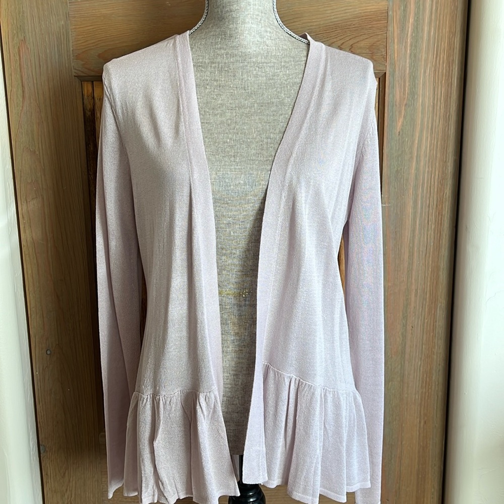 Belldini Cardigan Sweater, Pale Lilac, Size Medium, 89% Viscose 11% Nylon